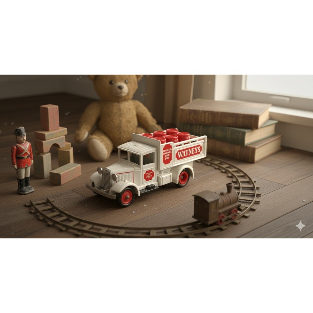 Vintage Watneys Red Barrel Beer Delivery Truck Diecast Toy White Red Collectible